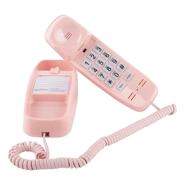 Alt view image 6 of 10 - Corded Landline Phones with 110dB Loud Ringer & Flashing Visual Alert, Vintage Princess Phones Simple and Easy to Use, Home Landline Telephone for Seniors No Power Required, Retro Wall Phone - Pink