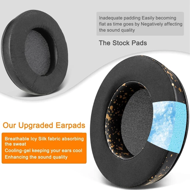 Alt view image 10 of 10 - SOULWIT Cooling-Gel Ear Pads Cushions Replacement, for Razer Kraken 2019/Tournament Edition/Ultimate/Kitty, Earpads for Nari/Essential/Ultimate, Kraken X/V3 X Headset - Black Gold