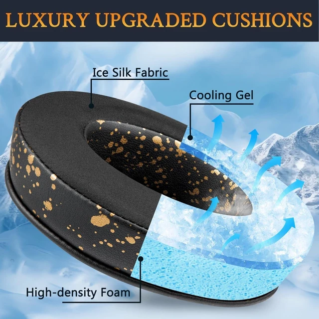 Alt view image 8 of 10 - SOULWIT Cooling-Gel Ear Pads Cushions Replacement, for Razer Kraken 2019/Tournament Edition/Ultimate/Kitty, Earpads for Nari/Essential/Ultimate, Kraken X/V3 X Headset - Black Gold