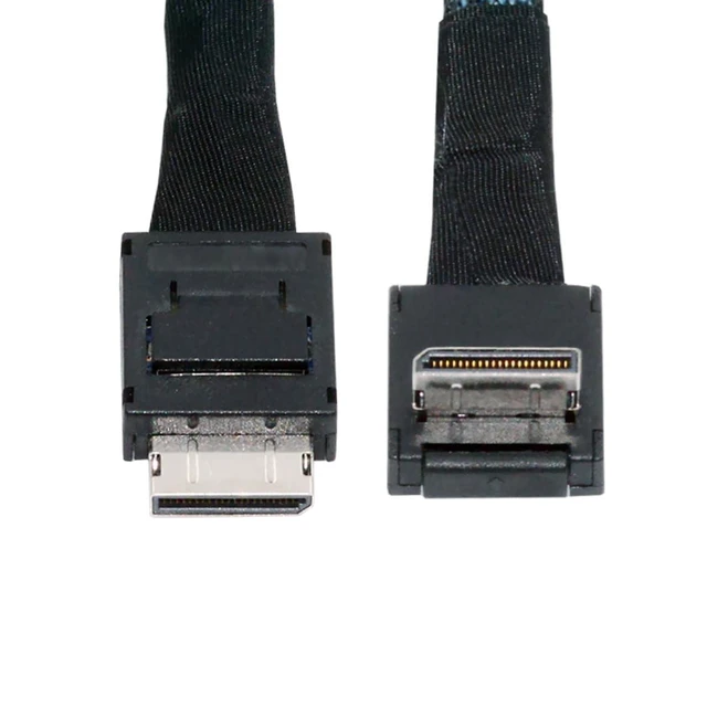 Alt view image 6 of 10 - NGFF OcuLink PCIe 4.0 PCI-Express SFF-8611 4i to SFF-8611 Data Active Cable Down Angled 90 Degree Connector for eGPU SSD External Graphics Card 80cm