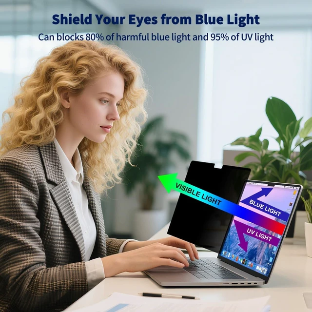 Alt view image 10 of 10 - Magnetic Laptop Privacy Screen 14 Inch 16:9, Removable Matte Anti Glare Blue Light Filter - Computer Privacy Shield for 14in Laptop Protector