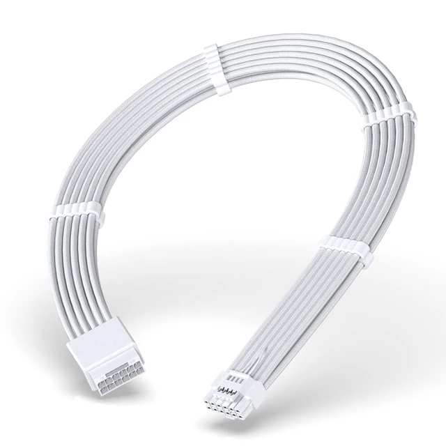 Alt view image 6 of 10 - EZDIY-FAB 16pin (12+4) 12VHPWR PCIe 5.0 GPU Power Sleeved Cable Extension, Male to Female, Compatible with RTX 5080, 5070, 4090, 4080, 4070,16AWG with Cable Combs-All White