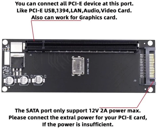 Alt view image 7 of 10 - ChenYang Oculink SFF-8611/8612 to PCI-E 4.0 16X PCI Express Expansion Card Adapter with Extra SATA Power for External Graphics Card & SSD