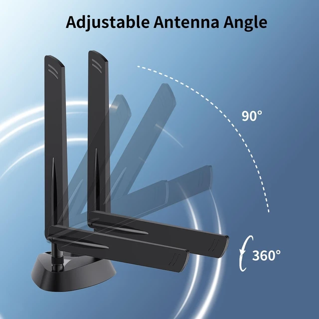 Alt view image 8 of 10 - QFly WiFi 6e Tri-Band Antenna 6GHz/5GHz/2.4GHz RP-SMA Wi-Fi Antennas with Magnetic Base and 6.5ft Extension Cable for PC Desktop Computer PCIE Wireless Card Adapter Router