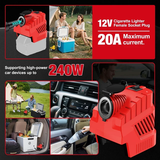Alt view image 8 of 10 - YNDZ Step Down Converter for Milwaukee M18 18V Battery, 18V to 12V 20A 240W DC Power Supply with Cigarette Lighter Socket, USB A & TypeC 27W Fast Charging Port for Car Truck Golf Cart RC Vehicle