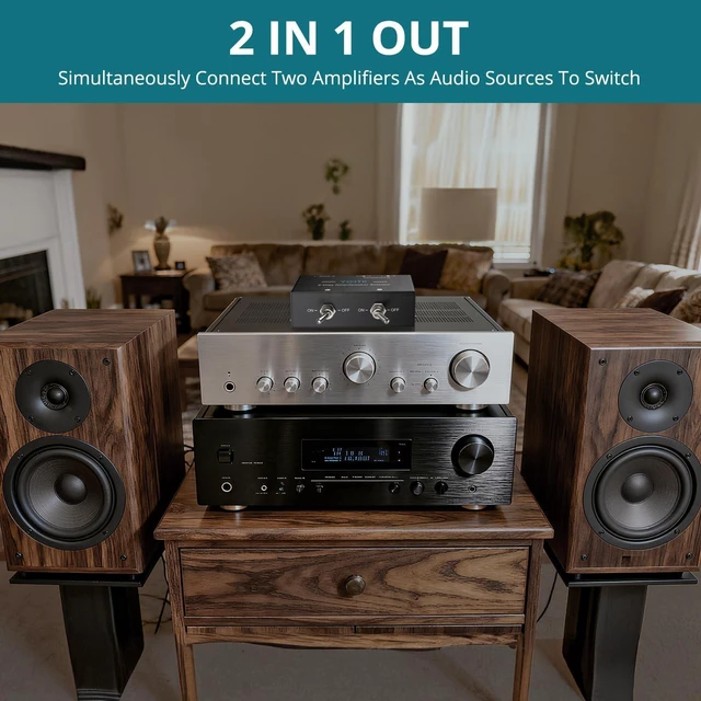 Alt view image 8 of 10 - YGITK 2-Zone Speaker Selector Switch Box 2-Way Amp/Speaker Selector, Passive 1/2 Speaker Switch, 150W RMS Per Channel, Spring Clip Terminals for Amplifier Dual Output with Independent On/Off Control