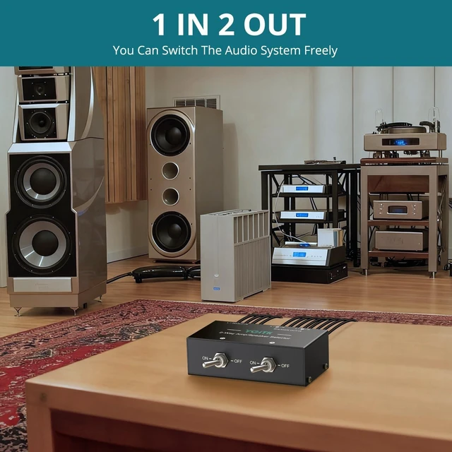 Alt view image 10 of 10 - YGITK 2-Zone Speaker Selector Switch Box 2-Way Amp/Speaker Selector, Passive 1/2 Speaker Switch, 150W RMS Per Channel, Spring Clip Terminals for Amplifier Dual Output with Independent On/Off Control