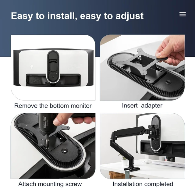 Alt view image 7 of 10 - Monitor Arm/Mount VESA Bracket Adapter Compatible with DELL Alienware 34" Curved QD-OLED Gaming Monitors (Fits AW3423DW)75x75 to 100x100 VESA Mount Adapter Bracket
