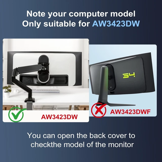 Alt view image 8 of 10 - Monitor Arm/Mount VESA Bracket Adapter Compatible with DELL Alienware 34" Curved QD-OLED Gaming Monitors (Fits AW3423DW)75x75 to 100x100 VESA Mount Adapter Bracket
