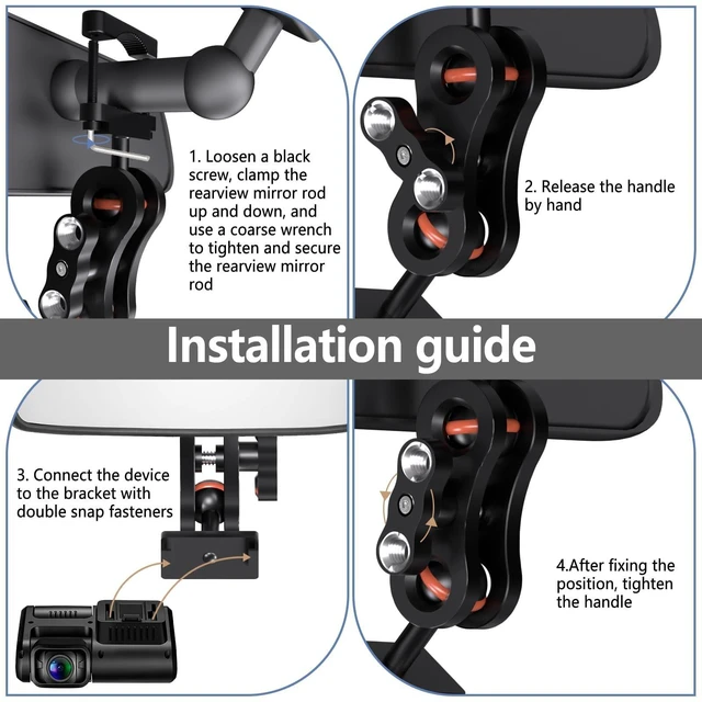 Alt view image 10 of 10 - Suitable for PRUVEEO Dash Cam Mount, Aluminum Rearview Mirror Mounting Bracket Kit, Compatible with PRUVEEO D30 Dash Cam D30