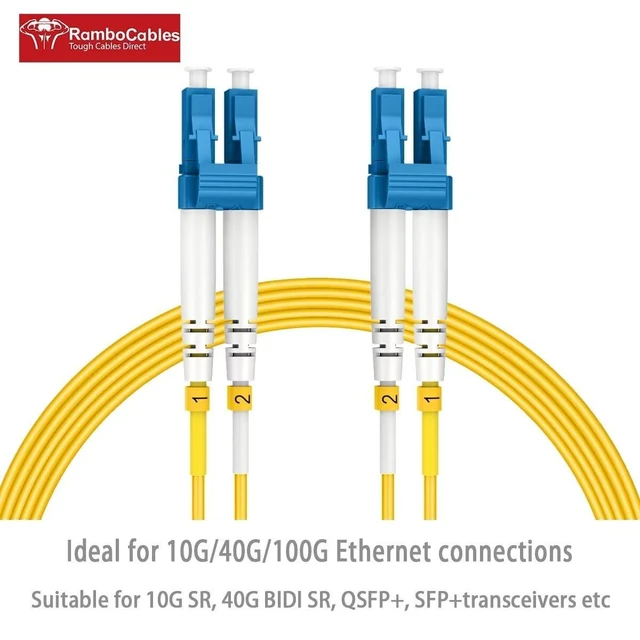 Alt view image 7 of 10 - OS2 LC to LC Single Mode Fiber Patch Cables 10ft/3m, SM Singlemode Fiber Optic Cable 10G SMF LSZH Duplex 9/125m OD 2.0mm (4pack),