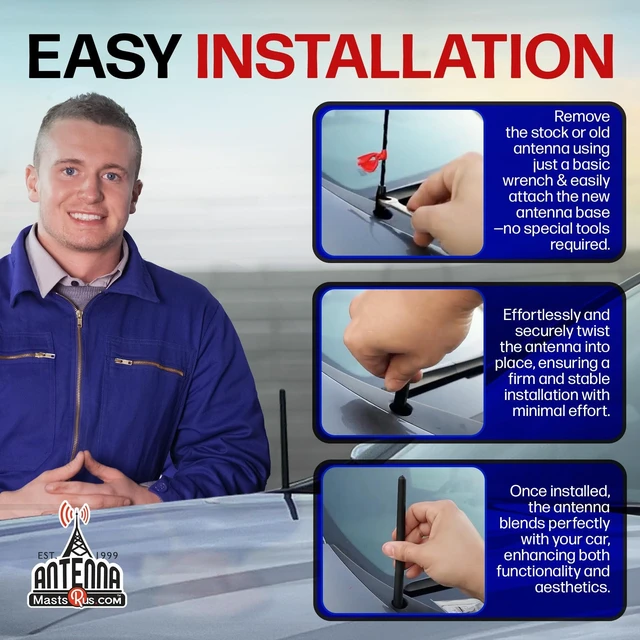 Alt view image 10 of 10 - AntennaMastsRus - The Original 6 3/4 Inch fits Nissan Titan (2004-2018) - Car Wash Proof Short Rubber Antenna - Internal Copper Coil - Premium Reception - German Engineered
