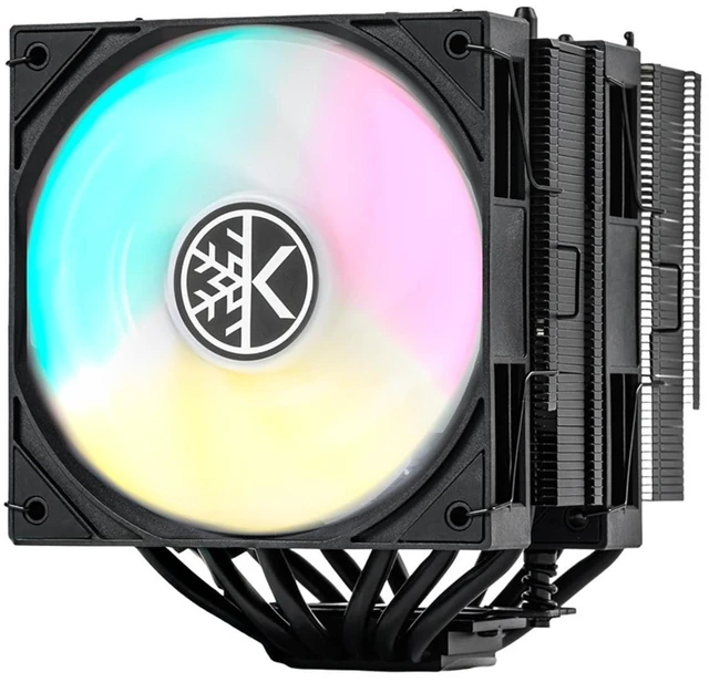 Alt view image 6 of 10 - KINGCOOL Iron Wind 120 ARGB CPU Air Cooler, 6 Heat Pipes & Dual Towers, Dual 120mm PWM Fans, 1800 RPM Speed, ARGB Lighting, PC Cooler for AMD AM4 AM5/ Intel LGA 1851/1700, Black