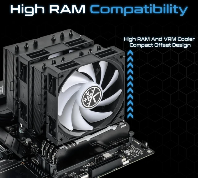 Alt view image 10 of 10 - KINGCOOL Iron Wind 120 ARGB CPU Air Cooler, 6 Heat Pipes & Dual Towers, Dual 120mm PWM Fans, 1800 RPM Speed, ARGB Lighting, PC Cooler for AMD AM4 AM5/ Intel LGA 1851/1700, Black