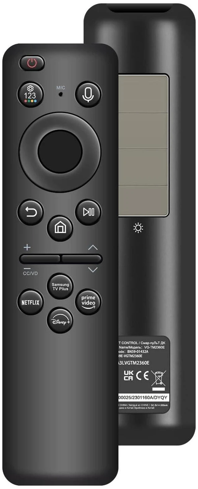 Alt view image 6 of 10 - BN59-01432A Solar Voice Remote Replacement for Samsung TV (2023-2024) - Rechargeable, Compatible with Neo QLED, The Frame & 8K Smart TVs, 4 Shortcut Buttons (BN59-01432A)