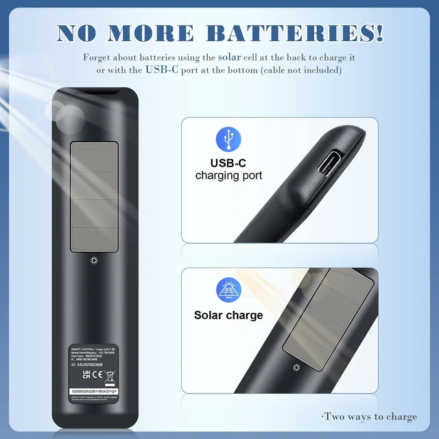 Alt view image 8 of 10 - BN59-01432A Solar Voice Remote Replacement for Samsung TV (2023-2024) - Rechargeable, Compatible with Neo QLED, The Frame & 8K Smart TVs, 4 Shortcut Buttons (BN59-01432A)
