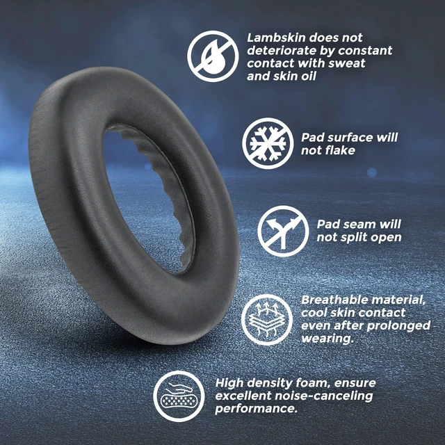 Alt view image 7 of 10 - Lambskin NC 700 Earpads Real Leather Ear Pads Cushions Sheepskin Replacement Cups for Bose NC700 Noise Canceling Headphones (Black)