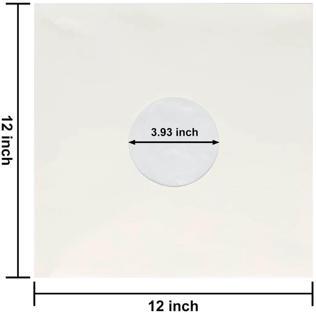 Alt view image 7 of 10 - 100ct 12-Inch Poly-Lined Record Inner-Sleeves - White Kraft Paper for 33 RPM LP Vinyl Record Albums, Center Hole, Heavyweight Record Jacket Covers for Vinyl Records Collection Storage