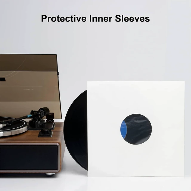 Alt view image 10 of 10 - 100ct 12-Inch Poly-Lined Record Inner-Sleeves - White Kraft Paper for 33 RPM LP Vinyl Record Albums, Center Hole, Heavyweight Record Jacket Covers for Vinyl Records Collection Storage