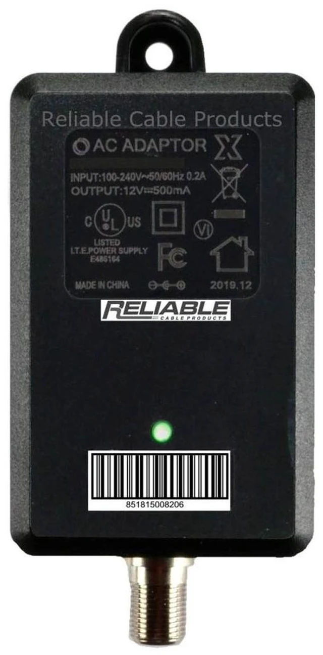 Alt view image 4 of 6 - Reliable Cable Power Supply, High Efficiency OEM Replacement Wall Mount Coax Adapter for CATV Drop Amplifiers 12V 500mA (0.5A) with F-Type Connection, DoE Level VI Rated