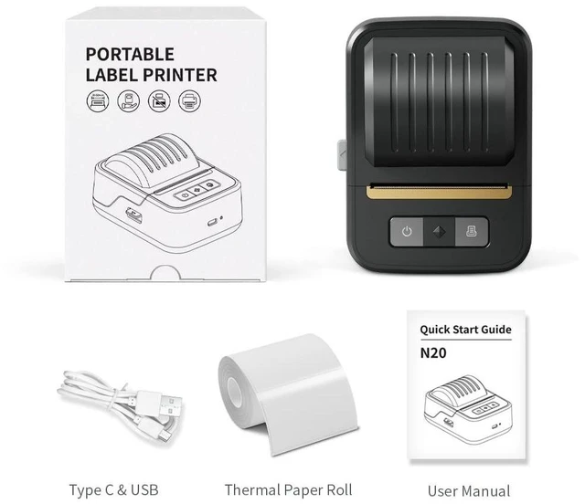 Alt view image 7 of 10 - Sticker Maker Machine, Label Maker for Small Business, N20 Portable Bluetooth Thermal Label Printer Barcode, Address, Logo, Clothing, 2 Inch Sticker Printer for Phones (Black)