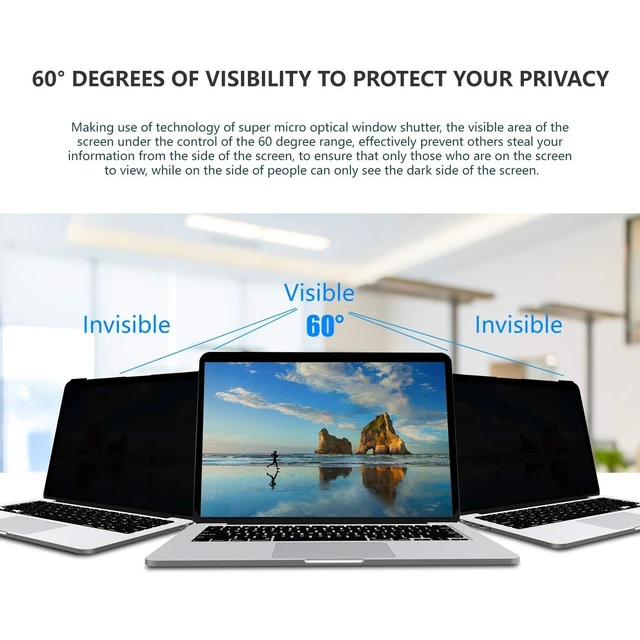 Alt view image 8 of 10 - J J-Dream Hanging 14 Inch Laptop Privacy Screen Blue Light Screen Protector Anti Glare Anti-Scratch Laptop Privacy Screen Shield 14 Inch 16:9 Aspect Ratio