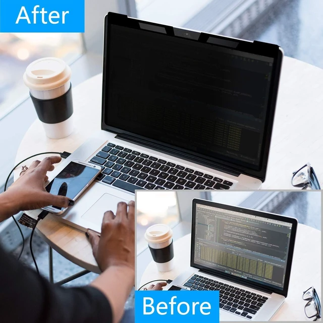 Alt view image 10 of 10 - J J-Dream Hanging 14 Inch Laptop Privacy Screen Blue Light Screen Protector Anti Glare Anti-Scratch Laptop Privacy Screen Shield 14 Inch 16:9 Aspect Ratio