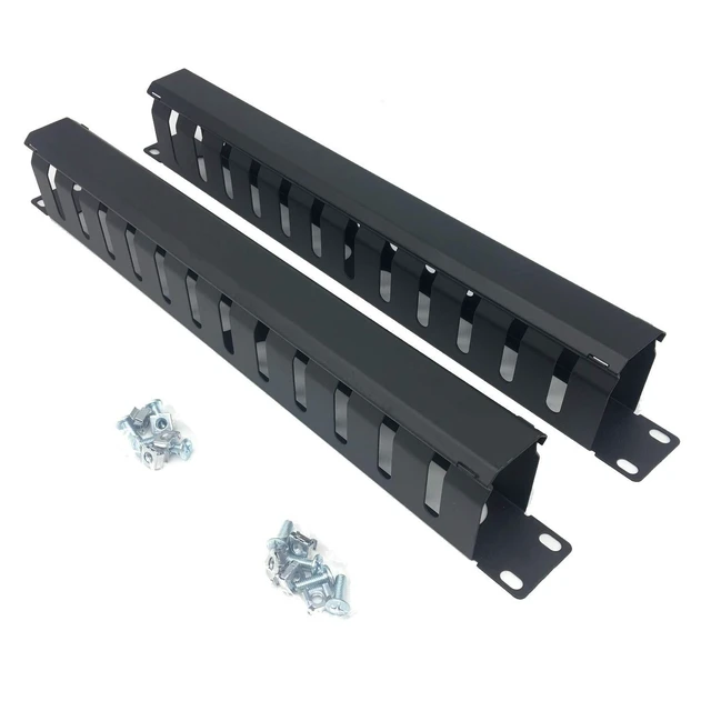 Alt view image 6 of 10 - QiaoYoubang 2 Pack- Metal 1U 19 Inch Cable Manager 12 Big Slots Horizontal Rack Mount Wire Organizer Cable Management System with Cover and Mounting Screws for 19" Network Cabinet(1UCM12S2PC)