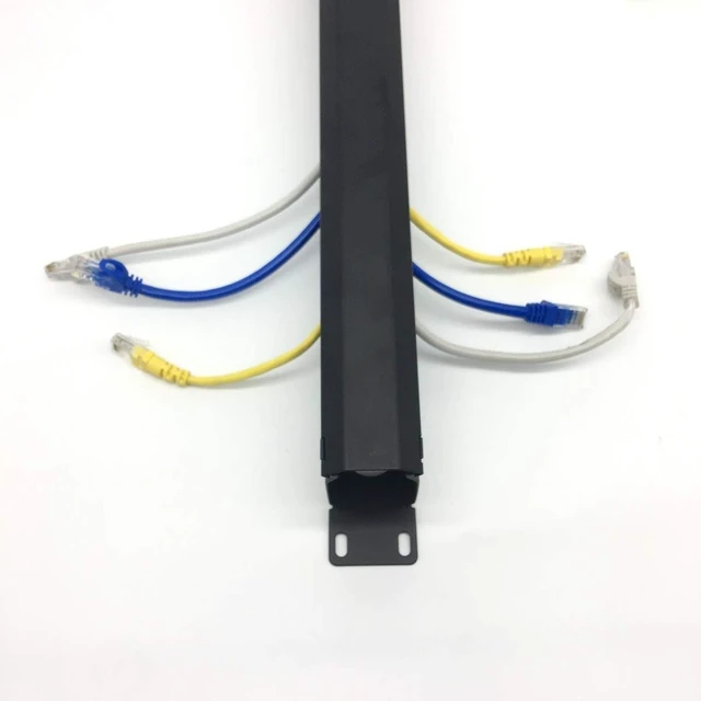Alt view image 9 of 10 - QiaoYoubang 2 Pack- Metal 1U 19 Inch Cable Manager 12 Big Slots Horizontal Rack Mount Wire Organizer Cable Management System with Cover and Mounting Screws for 19" Network Cabinet(1UCM12S2PC)