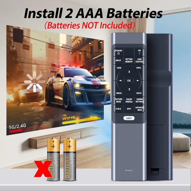 Alt view image 10 of 10 - WDZP New Replacement Remote Control Compatible for JVC RM-MH27 DLA-NP5W DLA-NX9 Home Theater Projector