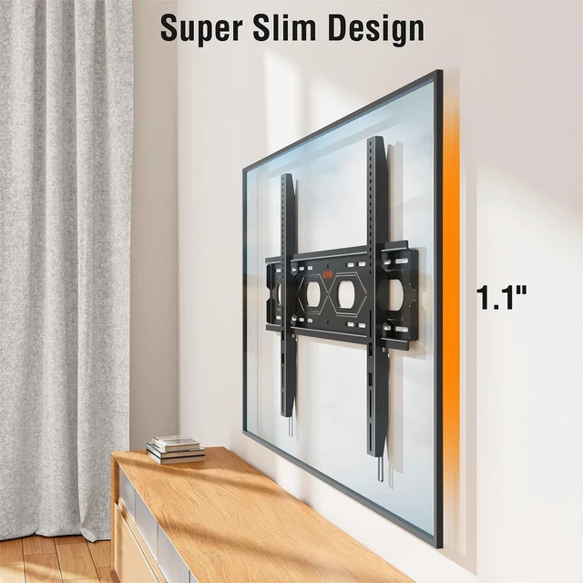 Alt view image 7 of 10 - ELIVED Fixed TV Mount for Most 50-120 Inch tvs Up to 220 lbs, Low Profile Wall Mount Fits 16"/24"/ 32"/36" Studs, TV Bracket up to VESA 950x600mm, Heavy Duty and Space Saving