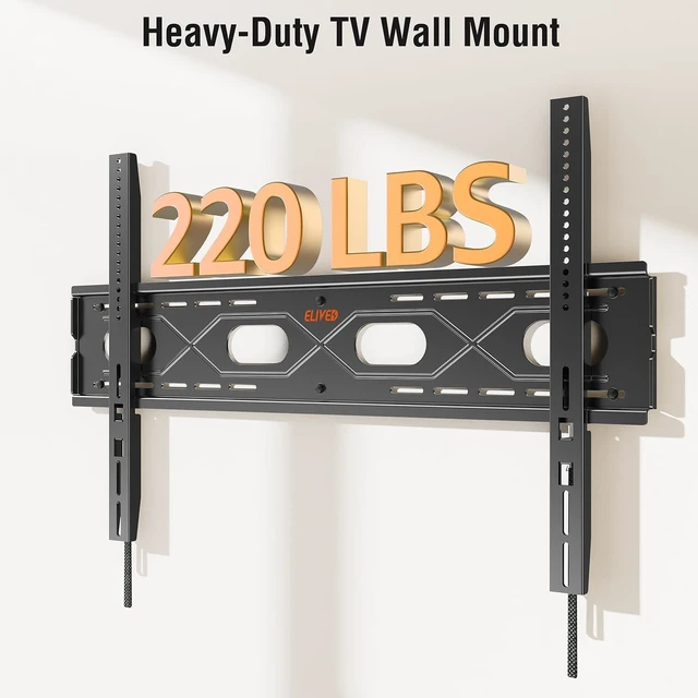 Alt view image 8 of 10 - ELIVED Fixed TV Mount for Most 50-120 Inch tvs Up to 220 lbs, Low Profile Wall Mount Fits 16"/24"/ 32"/36" Studs, TV Bracket up to VESA 950x600mm, Heavy Duty and Space Saving