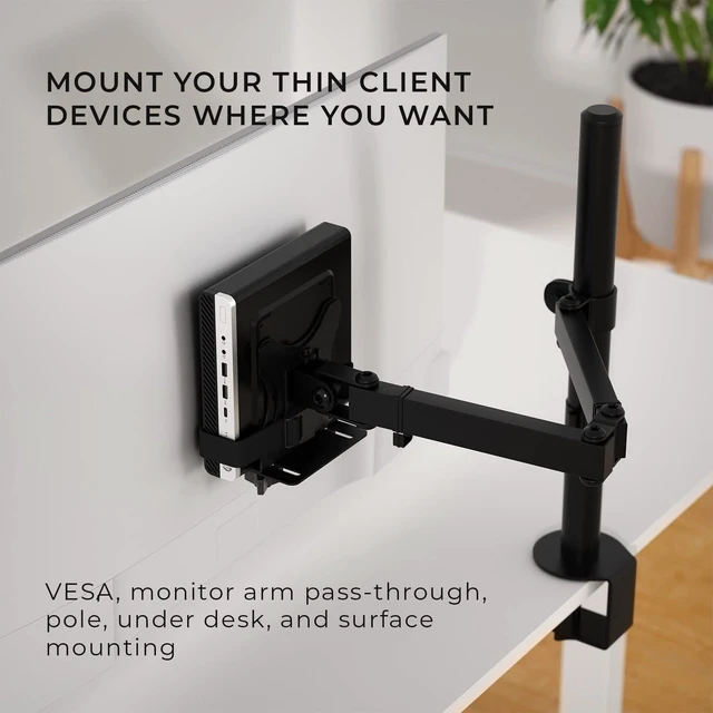 Alt view image 7 of 10 - HumanCentric Thin Client Mount Bracket, Mount a Mini PC or Computer to a VESA Monitor Arm or Stand, Pole, or Under Desk or Surface, Devices with 0.65-2.55" in Depth for 75x75 and 100x100mm Patterns