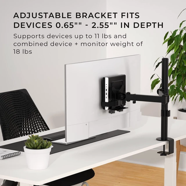 Alt view image 8 of 10 - HumanCentric Thin Client Mount Bracket, Mount a Mini PC or Computer to a VESA Monitor Arm or Stand, Pole, or Under Desk or Surface, Devices with 0.65-2.55" in Depth for 75x75 and 100x100mm Patterns