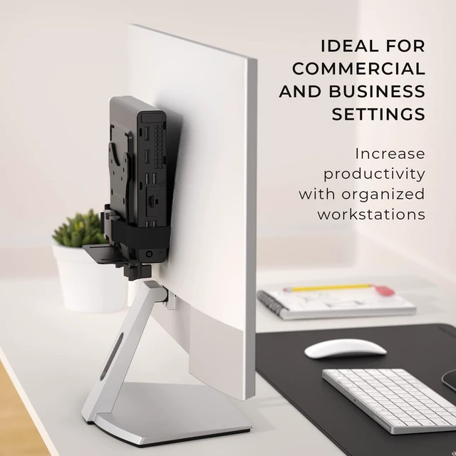 Alt view image 10 of 10 - HumanCentric Thin Client Mount Bracket, Mount a Mini PC or Computer to a VESA Monitor Arm or Stand, Pole, or Under Desk or Surface, Devices with 0.65-2.55" in Depth for 75x75 and 100x100mm Patterns