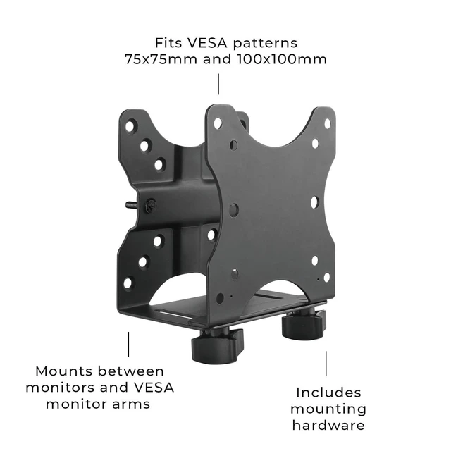 Alt view image 9 of 10 - HumanCentric Thin Client Mount Bracket, Mount a Mini PC or Computer to a VESA Monitor Arm or Stand, Pole, or Under Desk or Surface, Devices with 0.65-2.55" in Depth for 75x75 and 100x100mm Patterns