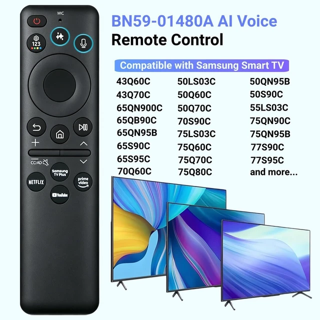 Alt view image 10 of 10 - New BN59-01480A TM2360E Solar Smart AI Voice Remote, Rechargeable Solar Cell & USB-C Charging Bluetooth Remote Control, Compatible with Samsung 2023-2025 Neo QLED/OLED Smart TVs - Black
