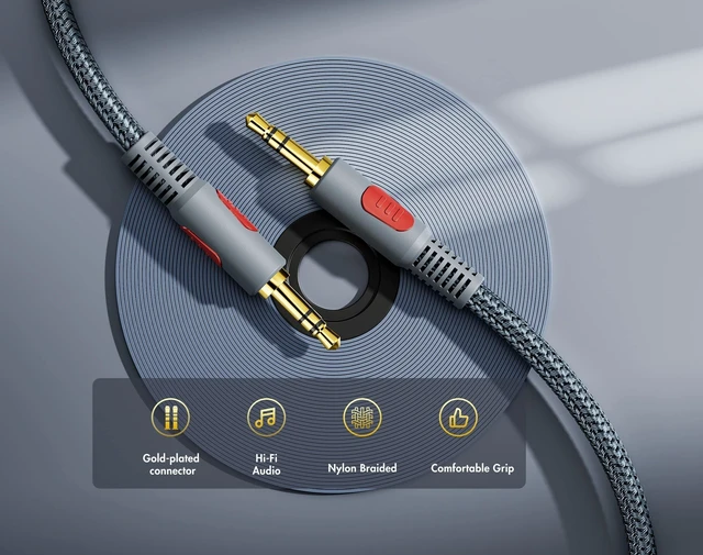 Alt view image 7 of 10 - Ruaeoda Aux Cord 100 ft,3.5mm Audio Cable Male to Male Stereo Hi-Fi Sound Nylon Braided aux to aux 1/8 Cable for Headphones Car Home Stereos Speakers Tablets
