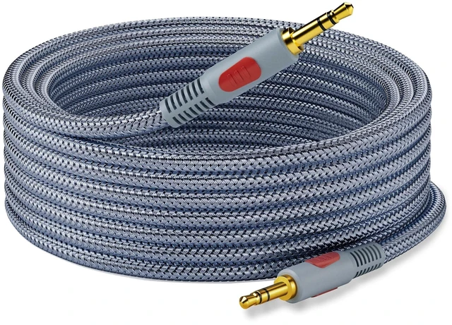 Alt view image 6 of 10 - Ruaeoda Aux Cord 100 ft,3.5mm Audio Cable Male to Male Stereo Hi-Fi Sound Nylon Braided aux to aux 1/8 Cable for Headphones Car Home Stereos Speakers Tablets