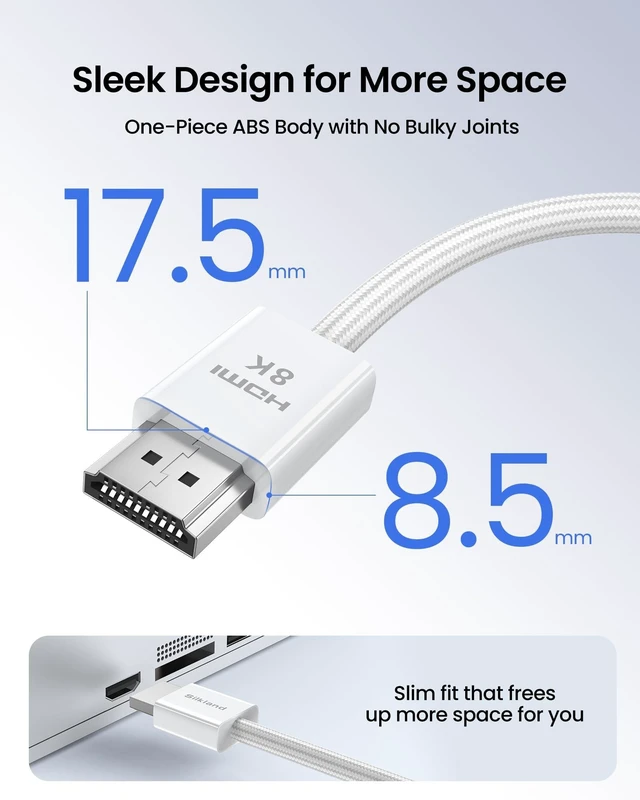 Alt view image 10 of 10 - Silkland Certified HDMI 2.1 Cable Compatible with PS5 and Xbox Series X/S, 10FT Braided, Minimalist Design, 4K@120Hz 8K@60Hz, 48Gbps Ultra High Speed HDMI Cable, DTS:X,HDR for TV/MacBook Pro/Mac mini