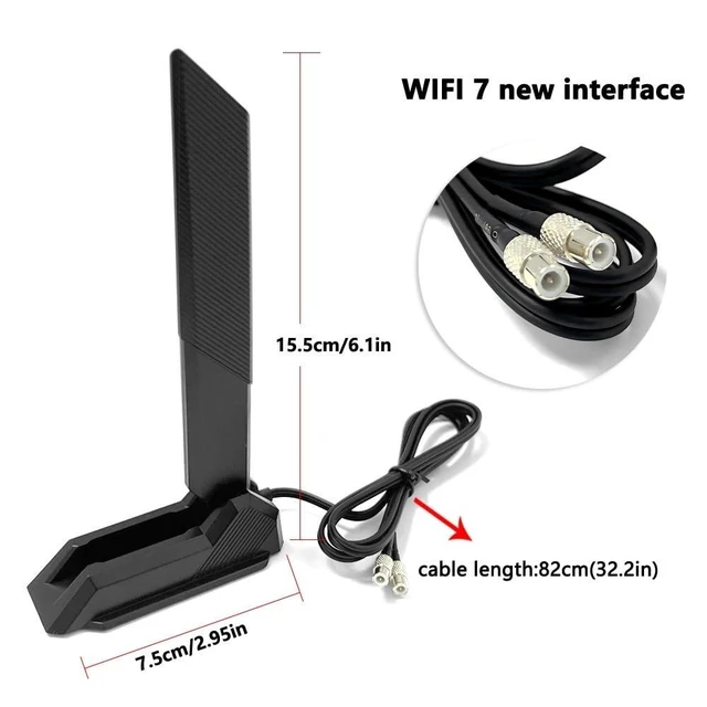 Alt view image 8 of 10 - Gintai WiFi7 6E Tri-Band Antenna 6/5/2.4GHz for MSI MEG Z890 X870E GODLIKEMEG Z790 ACE MAXMPG Z890 X870E Carbon WiFiMAG B850M B860 X870 X870E Tomahawk WiFi Magnetic(2.6ft Cable) (Black) pc Antenna