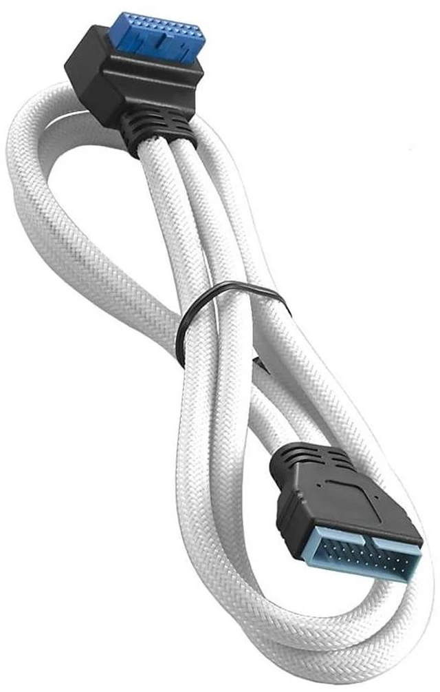 Alt view image 3 of 4 - CableMod ModMesh Sleeved Right Angle Internal USB 3.0 Cable (White, 50cm)