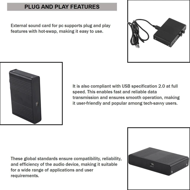 Alt view image 9 of 10 - Optical Audio Sound Card, Plug and Play USB Sound Card, SPDIF Digital Audio Input for PC