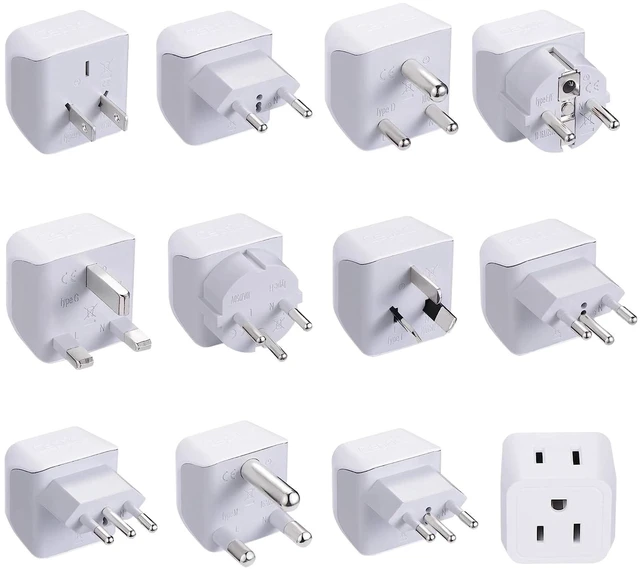 Alt view image 6 of 10 - Ceptics World Travel Adapter Set - 2 in 1 USA to Europe, Asia, Africa, India, Japan, Australia, Brazil, China, Israel and more - 11 Pack - Safe Grounded - Works with Cell phones, Laptops, Chargers
