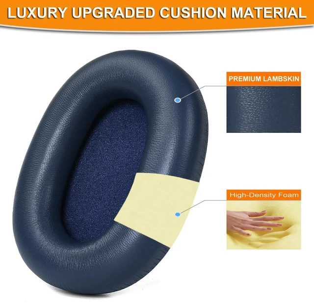 Alt view image 8 of 10 - Defean XM6 Lambskin Ear Pads Replacement Ear Cushions Compatible with Sony WH-1000XM6 Wireless Headphones,Softer Lambskin, Noise Isolation Foam (Blue)