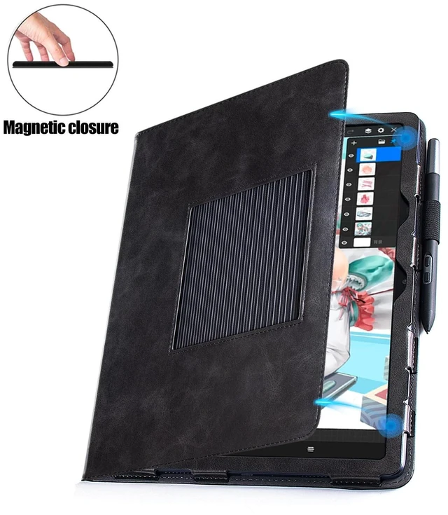 Alt view image 8 of 10 - BOZHUORUI Case for Wacom MovinkPad 11 Tablet,PU Leather Protective Folio Cover with Multiple Angles Viewing Stand & Pen Holder Loop (Rock Black)