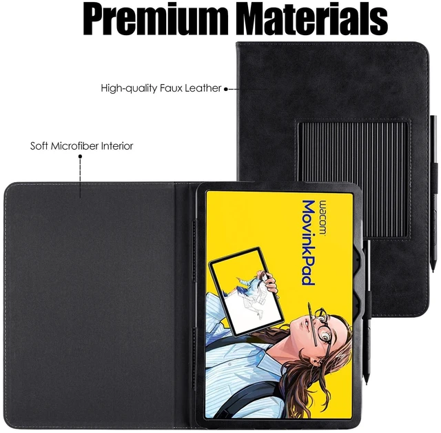 Alt view image 10 of 10 - BOZHUORUI Case for Wacom MovinkPad 11 Tablet,PU Leather Protective Folio Cover with Multiple Angles Viewing Stand & Pen Holder Loop (Rock Black)