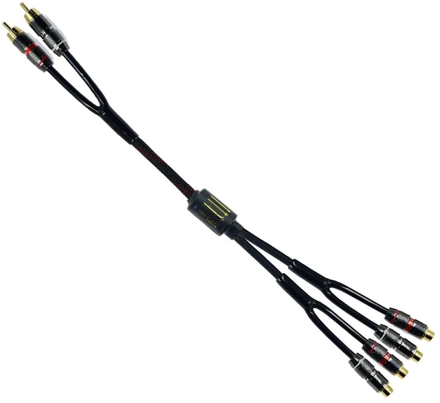 Alt view image 6 of 10 - Arklove 2ft Shielded RCA Plug Splitter Stereo Audio Video Cable 2 Male to 4 Female Dual Speaker Y Adapter Connector Extension Cord 24k Gold Plated 1 Input 2 Output