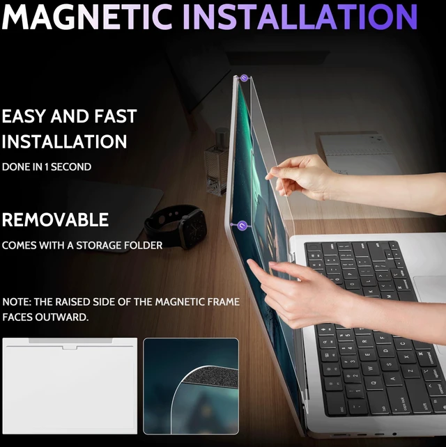 Alt view image 7 of 10 - Peslv Magnetic Anti Blue Light Screen Protector for MacBook Air 15 Inch (2023-2025, M2, M3, M4), Removable Glare Filter for 15.3" Mac Laptop Computer