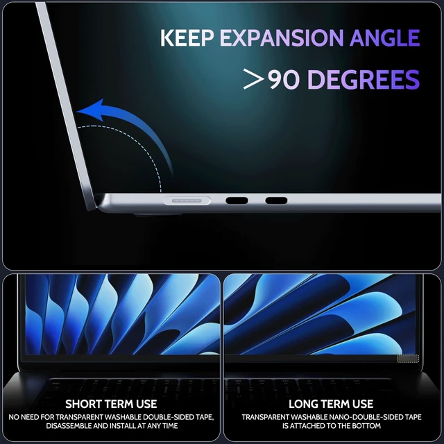 Alt view image 9 of 10 - Peslv Magnetic Anti Blue Light Screen Protector for MacBook Air 15 Inch (2023-2025, M2, M3, M4), Removable Glare Filter for 15.3" Mac Laptop Computer